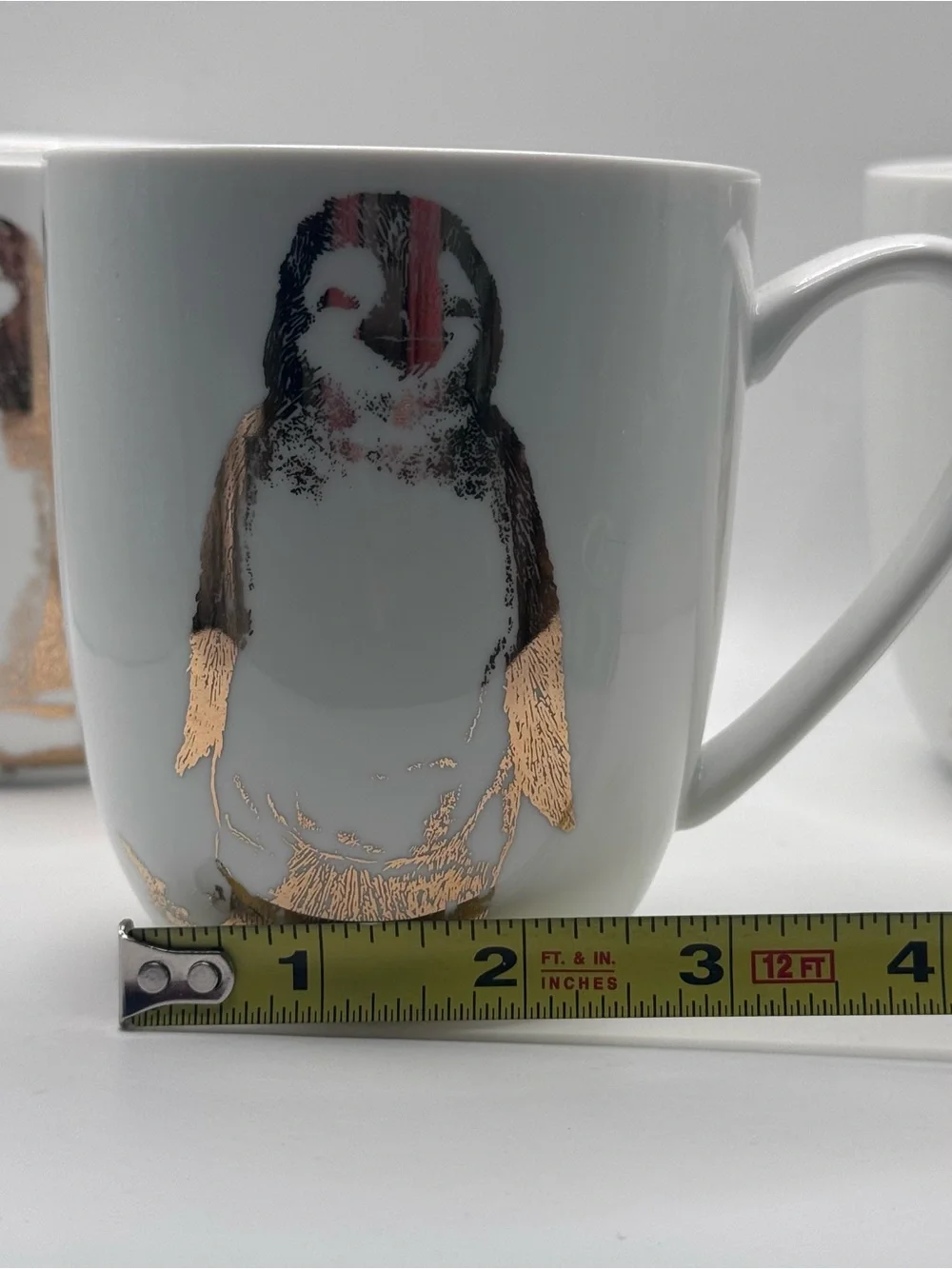 PIER 1 Gold Foiled Emperor Penguin Porcelain Mugs/Cups, Set of 3